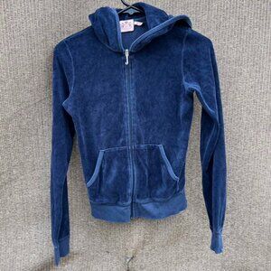 Vintage Juicy Couture tracksuit top Blue Navy hoodie zip up jacket blue S RARE